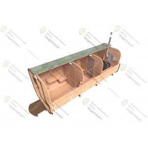 Баня-бочка квадратная из кедра длиной 6 метров